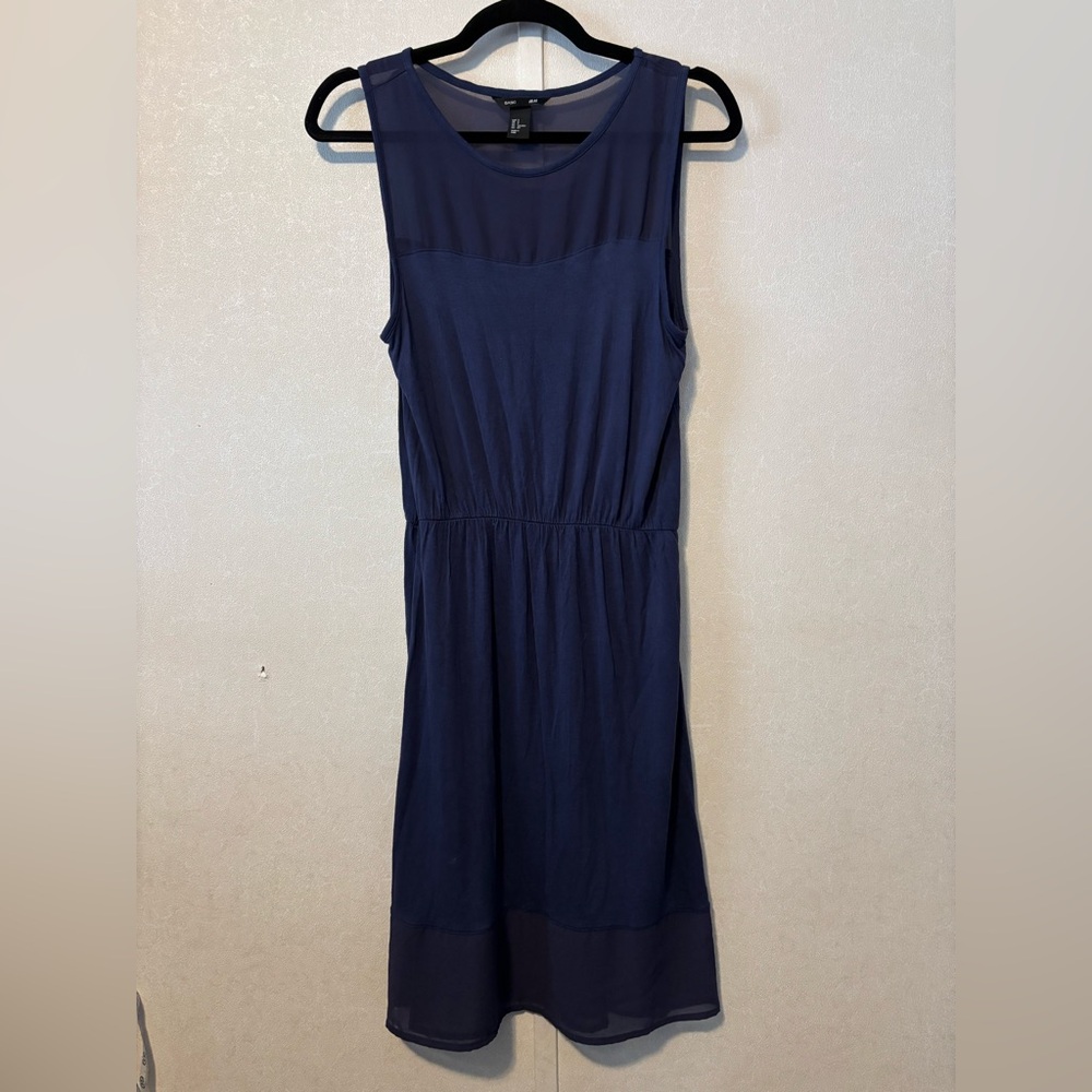 H&M | Navy Blue Sleeveless Midi Dress | Size Small